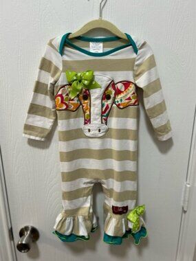 Millie Jay Cow Bow Ruffle Romper Baby Girl Size 18 months